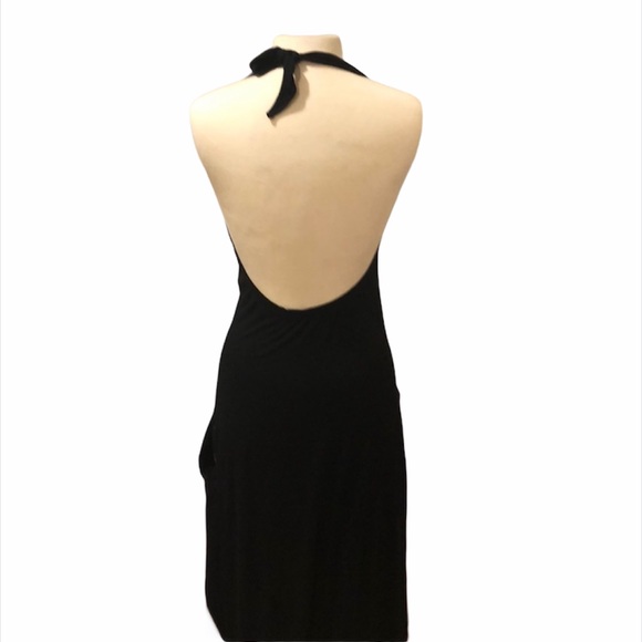 Agent Provocateur Black Halter Fringe Slit Dress - Picture 3 of 5